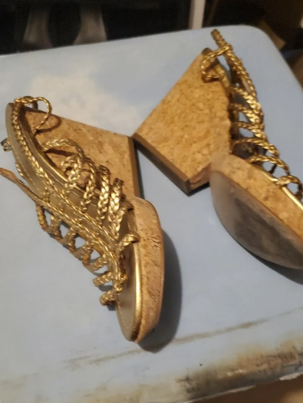 kate spade Metallic Gold Braided Strappy Heels